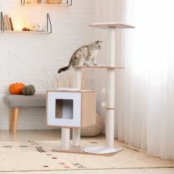 PawHut Wood Cat Tree Tower Scratching Post Kitten Activity Centre W/ Cushion 7 PawHut Wood Cat Tree Tower Scratching Post Kitten Activity Centre W/ Cushion -PawHut Shop 10510092 3
