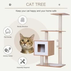 PawHut Wood Cat Tree Tower Scratching Post Kitten Activity Centre W/ Cushion 8 PawHut Wood Cat Tree Tower Scratching Post Kitten Activity Centre W/ Cushion -PawHut Shop 10510092 4