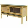 PawHut Wooden Rabbit Hutch Bunny Cage Outdoor Small Animal House W/ Hinged Top