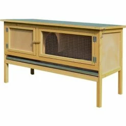 PawHut Wooden Rabbit Hutch Bunny Cage Outdoor Small Animal House W/ Hinged Top