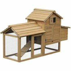 PawHut Chicken Coop Hen Cage Small Animal Hutch Nesting Box W/ Outdoor Run