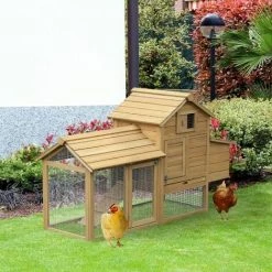 PawHut Chicken Coop Hen Cage Small Animal Hutch Nesting Box W/ Outdoor Run -PawHut Shop 11678787 3