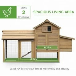 PawHut Chicken Coop Hen Cage Small Animal Hutch Nesting Box W/ Outdoor Run -PawHut Shop 11678787 4