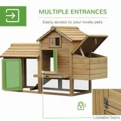 PawHut Chicken Coop Hen Cage Small Animal Hutch Nesting Box W/ Outdoor Run -PawHut Shop 11678787 5