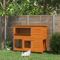PawHut Pet Cage Rabbit Hutch Large Wooden Double Decker W/ Run 120x 48 X100cm 7 PawHut Pet Cage Rabbit Hutch Large Wooden Double Decker W/ Run 120x 48 X100cm -PawHut Shop 1179716 3