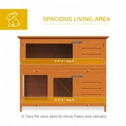 PawHut Pet Cage Rabbit Hutch Large Wooden Double Decker W/ Run 120x 48 X100cm 8 PawHut Pet Cage Rabbit Hutch Large Wooden Double Decker W/ Run 120x 48 X100cm -PawHut Shop 1179716 4