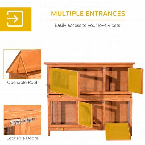 PawHut Pet Cage Rabbit Hutch Large Wooden Double Decker W/ Run 120x 48 X100cm 5 PawHut Pet Cage Rabbit Hutch Large Wooden Double Decker W/ Run 120x 48 X100cm - Image 5