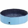 PawHut Pet Paddling Pool Cat Dog Indoor/ Outdoor Foldable 120cm Diameter Blue