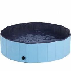 PawHut Pet Paddling Pool Cat Dog Indoor/ Outdoor Foldable 120cm Diameter Blue