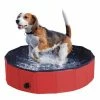 PawHut Pet Paddling Pool Cat Dog Indoor/ Outdoor Foldable 80cm Diameter Red