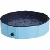PawHut Pet Paddling Pool Cat Dog Indoor/ Outdoor Foldable 80cm Diameter Blue