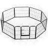 Pawhut Pet Cage Guinea Dog Pig Puppy Playpen Play House Steel Hutch Metel Black