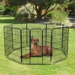 Pawhut Pet Cage Guinea Dog Pig Puppy Playpen Play House Steel Hutch Metel Black -PawHut Shop 1179818 3