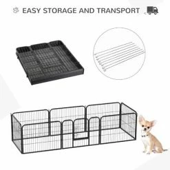 Pawhut Pet Cage Guinea Dog Pig Puppy Playpen Play House Steel Hutch Metel Black -PawHut Shop 1179818 5