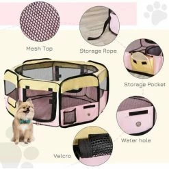 PawHut Fabric Pet Dog Cat Puppy Playpen Rabbit Guinea Pig Play Pen In Pink Small 3 PawHut Fabric Pet Dog Cat Puppy Playpen Rabbit Guinea Pig Play Pen In Pink Small -PawHut Shop 1179827 4