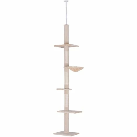 PawHut Cat Tree Scratching 5-Tier Kitty Tower Floor To Ceiling Adjustable 1 PawHut Cat Tree Scratching 5-Tier Kitty Tower Floor To Ceiling Adjustable