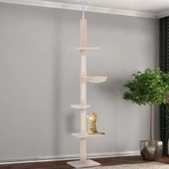 PawHut Cat Tree Scratching 5-Tier Kitty Tower Floor To Ceiling Adjustable 7 PawHut Cat Tree Scratching 5-Tier Kitty Tower Floor To Ceiling Adjustable -PawHut Shop 13140208 3