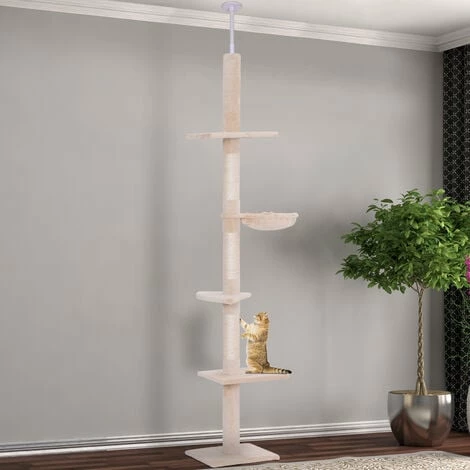 PawHut Cat Tree Scratching 5-Tier Kitty Tower Floor To Ceiling Adjustable 3 PawHut Cat Tree Scratching 5-Tier Kitty Tower Floor To Ceiling Adjustable - Image 3