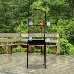 PawHut Bird Cage 153cm For Canary Finch Budgerigar W/ Tray Stand Wheels Black -PawHut Shop 13140221 3