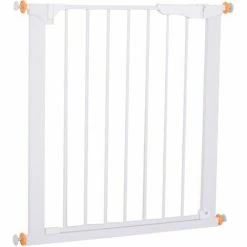 Pawhut Pet Safety Gate Door Barrier Dog Metal Indoor Fence White 73-80cm