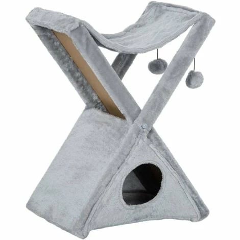PawHut Plush Folding Cat Tree Play Rest Activity Tower W/ Scratching Post Grey 1 PawHut Plush Folding Cat Tree Play Rest Activity Tower W/ Scratching Post Grey