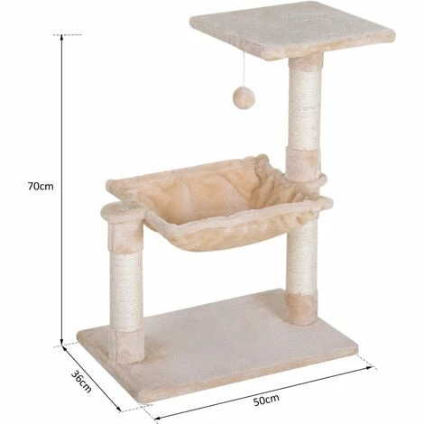 PawHut Cat Activity Tree Kitten Play Tower Palace Two-Tier Scratching Beige PawHut Cat Activity Tree Kitten Play Tower Palace Two-Tier Scratching Beige -PawHut Shop 14189813 2