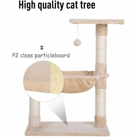 PawHut Cat Activity Tree Kitten Play Tower Palace Two-Tier Scratching Beige PawHut Cat Activity Tree Kitten Play Tower Palace Two-Tier Scratching Beige -PawHut Shop 14189813 5
