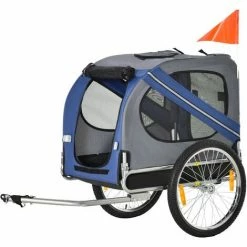 Front Page 10 PawHut Pet Bicycle Trailer Dog Cat Bike Carrier Water Resistant Blue Outdoor