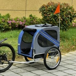 PawHut Pet Bicycle Trailer Dog Cat Bike Carrier Water Resistant Blue Outdoor -PawHut Shop 14189821 3