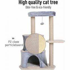 PawHut Multi-Level Cat Activity Tree W/ Sisal Scratching Post Hut House Perch -PawHut Shop 14189824 4