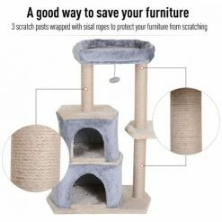 PawHut Multi-Level Cat Activity Tree W/ Sisal Scratching Post Hut House Perch -PawHut Shop 14189824 5
