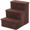 PawHut 3 Step Pet Stairs Portable Mobility Assistance W/ Washable Cover Brown