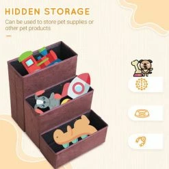 PawHut 3 Step Pet Stairs Portable Mobility Assistance W/ Washable Cover Brown 4 PawHut 3 Step Pet Stairs Portable Mobility Assistance W/ Washable Cover Brown -PawHut Shop 15097299 5