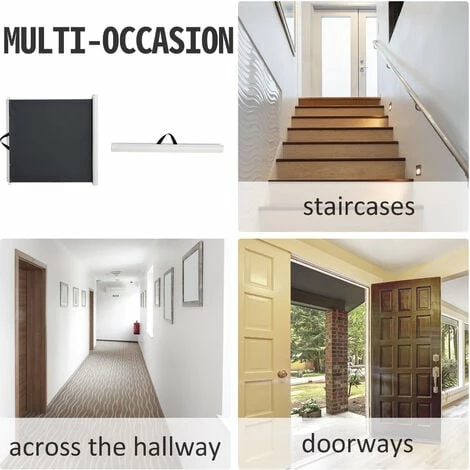 PawHut Retractable Dog Gate Pet Safety Gate for Stair 115L x 82.5H cm - Grey PawHut Retractable Dog Gate Pet Safety Gate For Stair 115L X 82.5H Cm - Grey -PawHut Shop 15251206 4