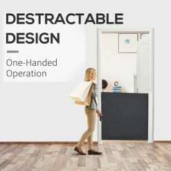 PawHut Retractable Dog Gate Pet Safety Gate For Stair 115L X 82.5H Cm - Grey 4 PawHut Retractable Dog Gate Pet Safety Gate For Stair 115L X 82.5H Cm - Grey -PawHut Shop 15251206 5