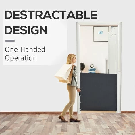 PawHut Retractable Dog Gate Pet Safety Gate for Stair 115L x 82.5H cm - Grey PawHut Retractable Dog Gate Pet Safety Gate For Stair 115L X 82.5H Cm - Grey -PawHut Shop 15251206 5