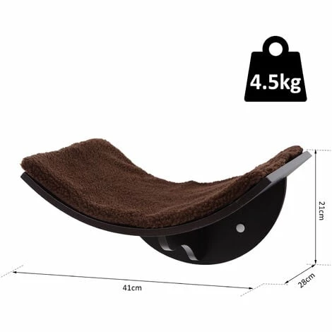 PawHut Curved On-Wall Cat Kitten Shelf Climber w/ Berber Fleece Top Brown PawHut Curved On-Wall Cat Kitten Shelf Climber W/ Berber Fleece Top Brown -PawHut Shop 16178049 2