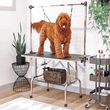 PawHut Metal Adjustable Dog Grooming Table Rubber Top 2 Safety Slings Mesh Black PawHut Metal Adjustable Dog Grooming Table Rubber Top 2 Safety Slings Mesh Black -PawHut Shop 16499668 3