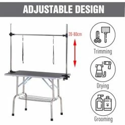 PawHut Metal Adjustable Dog Grooming Table Rubber Top 2 Safety Slings Mesh Black 3 PawHut Metal Adjustable Dog Grooming Table Rubber Top 2 Safety Slings Mesh Black -PawHut Shop 16499668 4