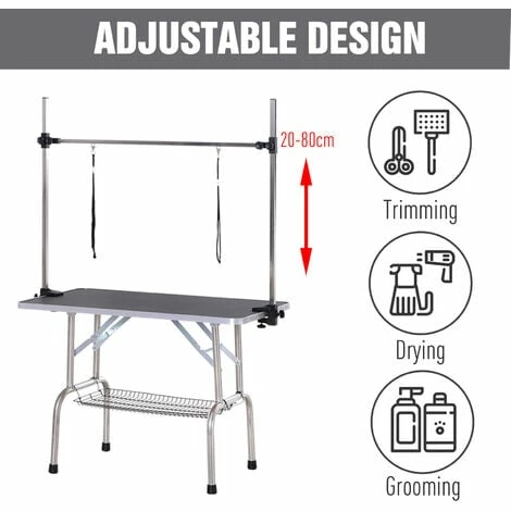 PawHut Metal Adjustable Dog Grooming Table Rubber Top 2 Safety Slings Mesh Black PawHut Metal Adjustable Dog Grooming Table Rubber Top 2 Safety Slings Mesh Black -PawHut Shop 16499668 4