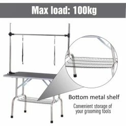 PawHut Metal Adjustable Dog Grooming Table Rubber Top 2 Safety Slings Mesh Black 4 PawHut Metal Adjustable Dog Grooming Table Rubber Top 2 Safety Slings Mesh Black -PawHut Shop 16499668 5