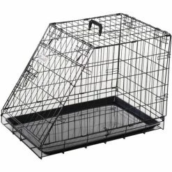 Pawhut Trapeze Collapsible Dog Pet Travel Box Cage Removable Tray 77 X 47 X 55cm