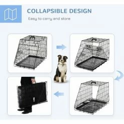 Pawhut Trapeze Collapsible Dog Pet Travel Box Cage Removable Tray 77 X 47 X 55cm -PawHut Shop 16771226 4