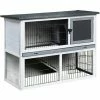 PawHut Rabbit Hutch W/ Removable Tray Openable Top For Indoors & Outdoors Grey