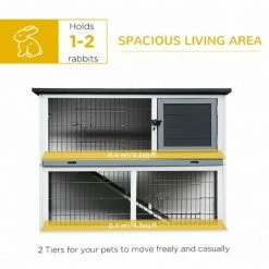 PawHut Rabbit Hutch W/ Removable Tray Openable Top For Indoors & Outdoors Grey -PawHut Shop 16784009 4