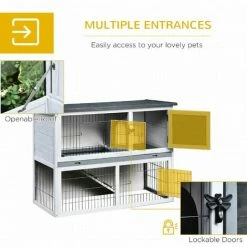 PawHut Rabbit Hutch W/ Removable Tray Openable Top For Indoors & Outdoors Grey -PawHut Shop 16784009 5