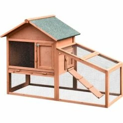 Pawhut Wood Rabbit,Bunny,Guinea Pig Hutch Water-Resistant W/ Ramp Outdoor Use