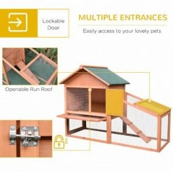 Pawhut Wood Rabbit,Bunny,Guinea Pig Hutch Water-Resistant W/ Ramp Outdoor Use -PawHut Shop 16784015 5