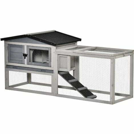 Pawhut Rabbit Hutch Pet House Outdoor Run Design w/ Water-Resistant Paint Ramp Pawhut Rabbit Hutch Pet House Outdoor Run Design W/ Water-Resistant Paint Ramp -PawHut Shop 16784022 1