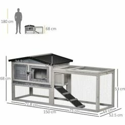 Pawhut Rabbit Hutch Pet House Outdoor Run Design W/ Water-Resistant Paint Ramp 1 Pawhut Rabbit Hutch Pet House Outdoor Run Design W/ Water-Resistant Paint Ramp -PawHut Shop 16784022 2